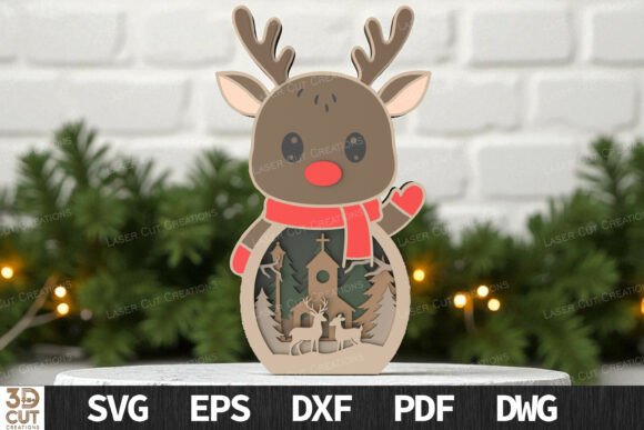 Download Layered Reindeer Christmas Decoration - Reindeer Collection