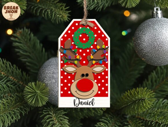 Download Reindeer Christmas Tag Ornament SVG - Reindeer Collection