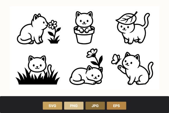 Download Cute Black and White Cat Line Art - Black and white cat Collection