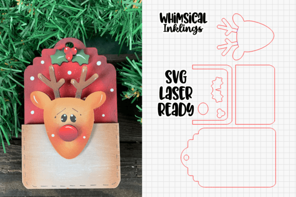 Download Reindeer Gift Card Holde Laser SVG - Gift Collection