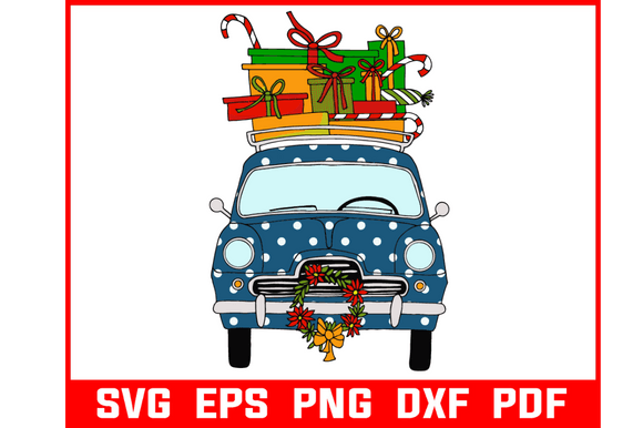 Download London Cab with Christmas Gift Svg - Gift Collection