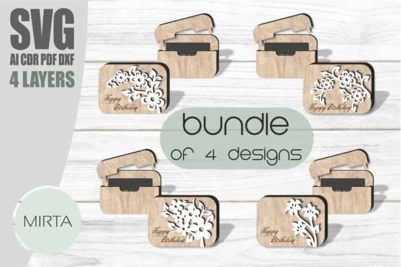 Download Floral Gift Card Holder Bundle Svg Laser - Gift Collection