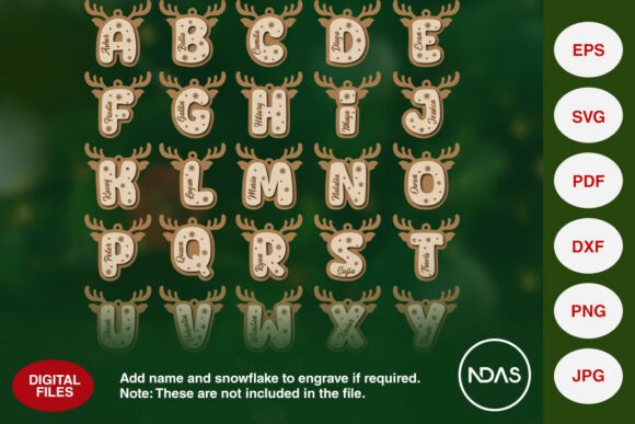 Download Christmas Reindeer Alphabet SVG Ornament - Reindeer Collection