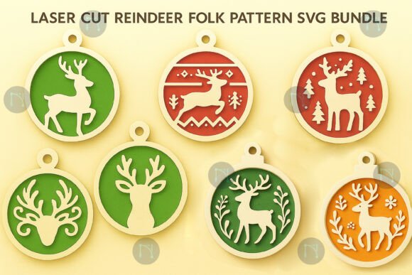 Download Laser-Cut Reindeer Folk Pattern SVG Bund - Reindeer Collection