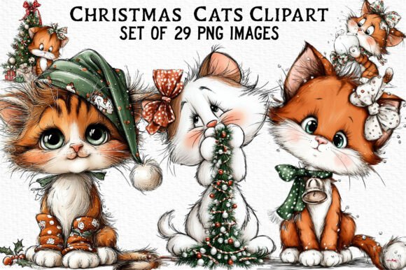 Download Christmas Cats Clipart - Premium Bundle