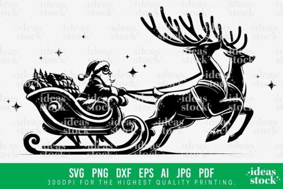 Download Santa Sleigh with Reindeers Svg. Cricut. - Reindeer Collection