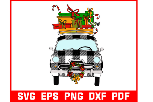 Download London Cab with Christmas Gift Svg - Gift Collection