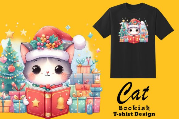 Download Festive Feline Lost in Books Clipart PNG - Premium Resources
