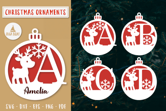 Download Layered Reindeer Monogram Ornament SVG - Reindeer Collection