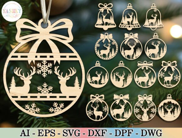 Download Reindeer Christmas Ornament SVG Bundle - Reindeer Collection