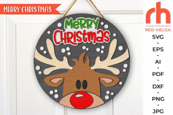 Download Merry Christmas SVG, Reindeer Door Sign - Reindeer Collection