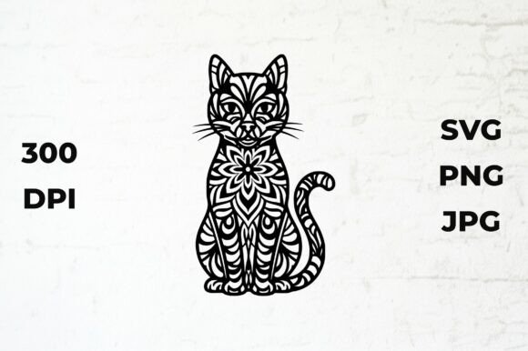 Download Black and White Cat Mandala Illustration - Black and white cat Collection