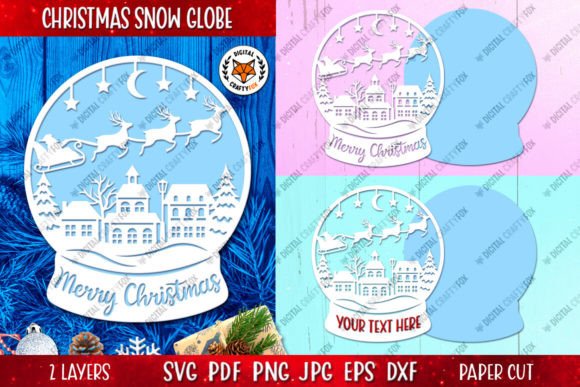 Download Santa Reindeer Snow Globe Paper Cut SVG - Reindeer Collection