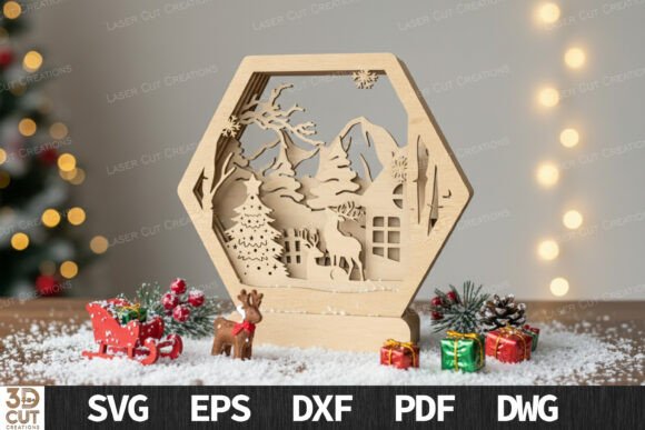 Download Christmas Layered Reindeer Scene SVG - Reindeer Collection