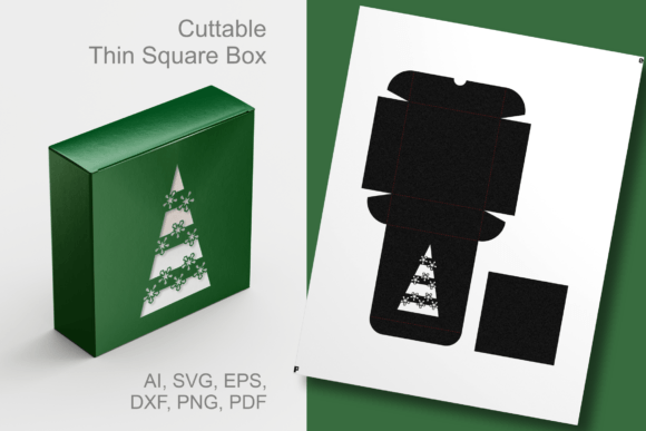 Download Striped X-mas Tree Thin Square Gift Box - Gift Collection