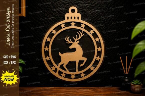 Download Reindeer Ornament Laser Cut SVG Design - Reindeer Collection