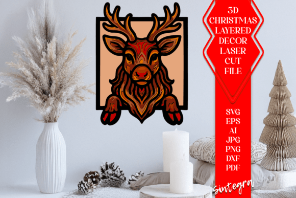 Download Santa's Reindeer 3D Layered SVG– 9 Layer - Reindeer Collection